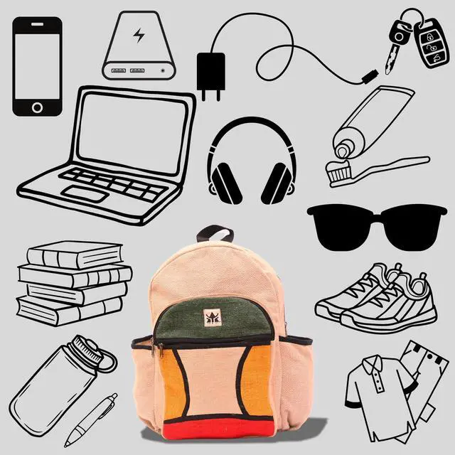 Alt view image 5 of 5 - YAK & YETI Handcrafted Hemp Backpack from Nepal  Eco-Friendly, Durable, and Stylish with Adjustable Straps-Multi Pocket (Multicolor)