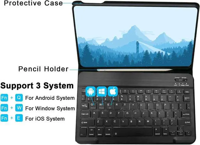 Alt view image 3 of 5 - Keyboard Case for Samsung Galaxy Tab S10 FE / S9 FE 10.9 inch/Tab S9 / S8 / S7 11 inch - with S Pencil Holder Case and Mouse Detachable Keyboard Case (Black)