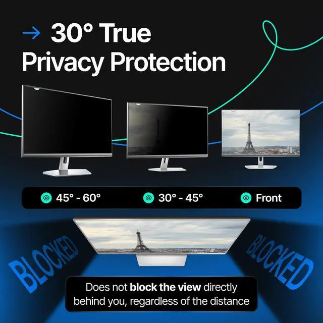 Alt view image 3 of 5 - VINTEZ 30 Inch 16:10 Privacy Screen for Computer Monitor and Laptop - Anti Glare Protector Film Blue Light Filter Eye Protection - Computer Screen Privacy Shield, [1 Pack]