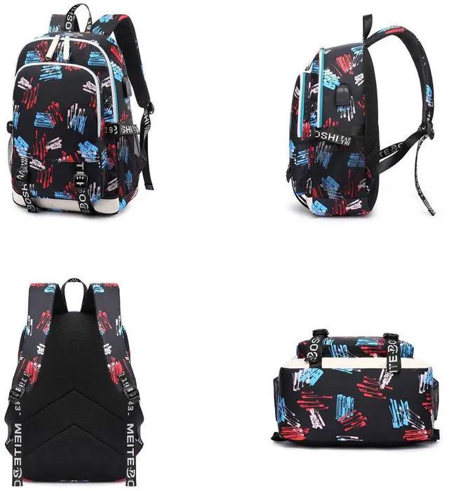 Alt view image 4 of 5 - KARFRI Soccer Player 7 Multifunction Sport Backpack Travel Laptop Football Fans Bag for Men Women (Black lines - 1)