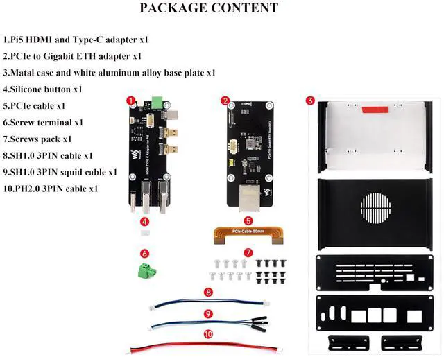 Alt view image 2 of 5 - Multi-Functional All-in-One Mini-Computer Kit Compatible with Raspberry Pi 5, Pi5 PCIe Box Includes Aluminum Alloy Case, PCIe to Gigabit ETH Adapter, Pi5 HDMI and Type-C Adapter Board