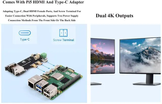 Alt view image 5 of 5 - Multi-Functional All-in-One Mini-Computer Kit Compatible with Raspberry Pi 5, Pi5 PCIe Box Includes Aluminum Alloy Case, PCIe to Gigabit ETH Adapter, Pi5 HDMI and Type-C Adapter Board