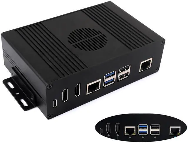 Main image of Multi-Functional All-in-One Mini-Computer Kit Compatible with Raspberry Pi 5, Pi5 PCIe Box Includes Aluminum Alloy Case, PCIe to Gigabit ETH Adapter, Pi5 HDMI and Type-C Adapter Board