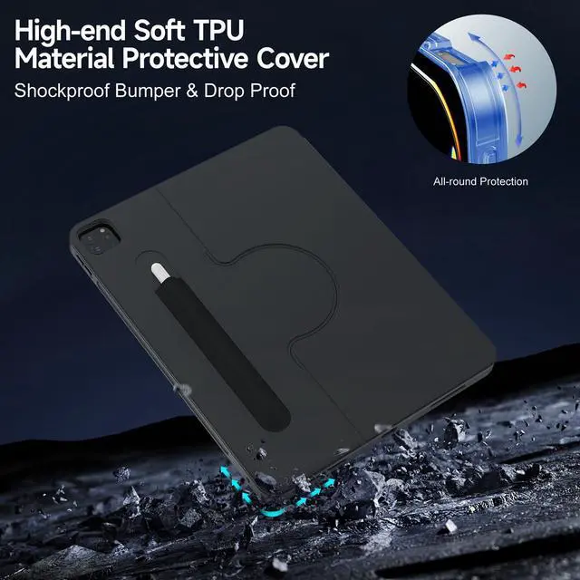 Alt view image 5 of 5 - accrosoo iPad 9/8/7 th Gen 10.2-inch Case with Keyboard for 10.5" iPad Air 3 & Pro Magnetic Detachable 360° Rotatable Keyboard with Large Touch Trackpad, Portrait & Landscape, Full Protect, 7 Backlits