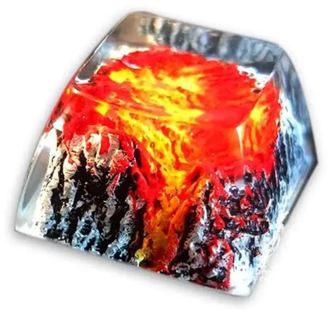 Main image of MECHKYP Handmade Mt .Fuji Backlit Resin Artisan Keycap R4/Esc Key Cap Shine Through Translucent SA Profile for Cherry MX Switch Gaming Mechanical Keyboard,Volcano Magma (Magma)