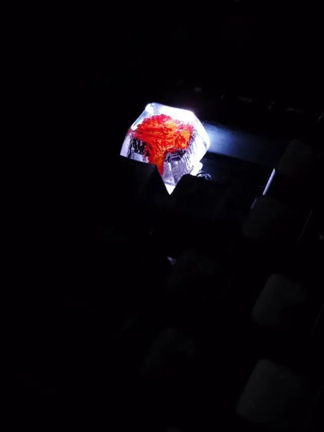 Alt view image 3 of 5 - MECHKYP Handmade Mt .Fuji Backlit Resin Artisan Keycap R4/Esc Key Cap Shine Through Translucent SA Profile for Cherry MX Switch Gaming Mechanical Keyboard,Volcano Magma (Magma)