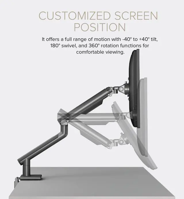 Alt view image 4 of 5 - POUT E12 Ultrawide Monitor Arm Mount  Adjustable Full Motion Desk Stand for 17-32 Displays, Supports 4-22lbs, VESA 75x75mm & 100x100mm (Grey/Black)