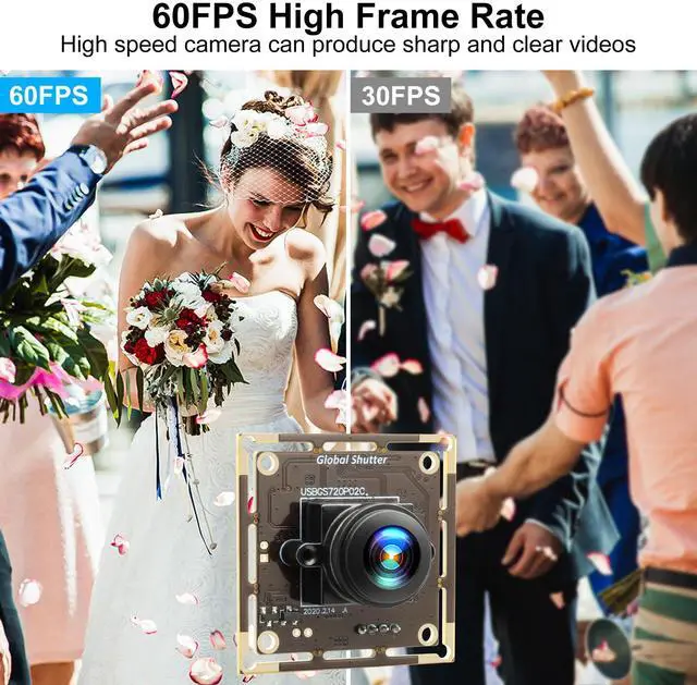 Alt view image 3 of 5 - MMlove USB Camera Module 720P 60fps Global Shutter 170 Degree Wide Angle Fisheye Lens Webcam 1MP lightburn Camera for Embedded Applications,VR Face Recognition Streaming,PC/Laptop/Raspberry Pi