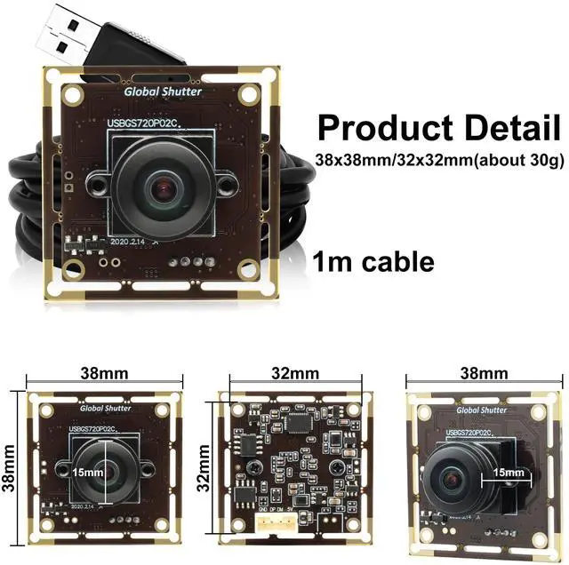 Alt view image 5 of 5 - MMlove USB Camera Module 720P 60fps Global Shutter 170 Degree Wide Angle Fisheye Lens Webcam 1MP lightburn Camera for Embedded Applications,VR Face Recognition Streaming,PC/Laptop/Raspberry Pi