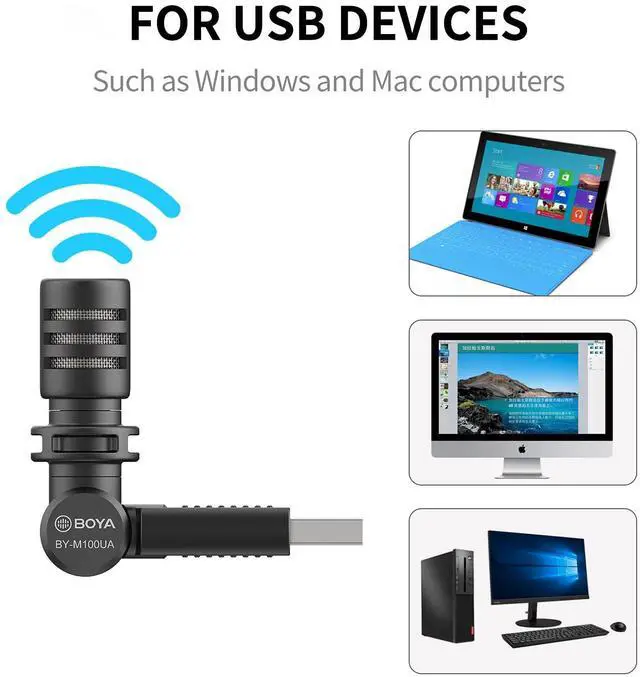 Alt view image 3 of 5 - BOYA USB-A Microphone Record, BY-M100UA Mini Shotgun Microphone Plug & Play for USB-A Devices Samsung/Huawei Windows, PC Computer, Tablets, MAC in Podcast Liverstream Tiktok YouTube Video