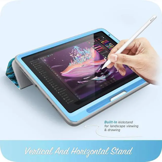 Alt view image 2 of 5 - i-Blason Cosmo Case for iPad Air 5th Generation/4th Generation 10.9 (2022/2020), Full-Body Trifold with Built-in Screen Protector Protective Smart Cover with Auto Sleep/Wake & Pencil Holder (Ocean)