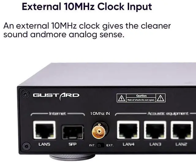Alt view image 4 of 5 - Gustard N18 PRO HiFi Audio Network Switch, 5* Ethernet Ports 1* SPDIF Optical Fiber Input Interface, BNC 10 MHz Clock Input, High Performance Network Switch for HiFi Audio Streaming(Silver)