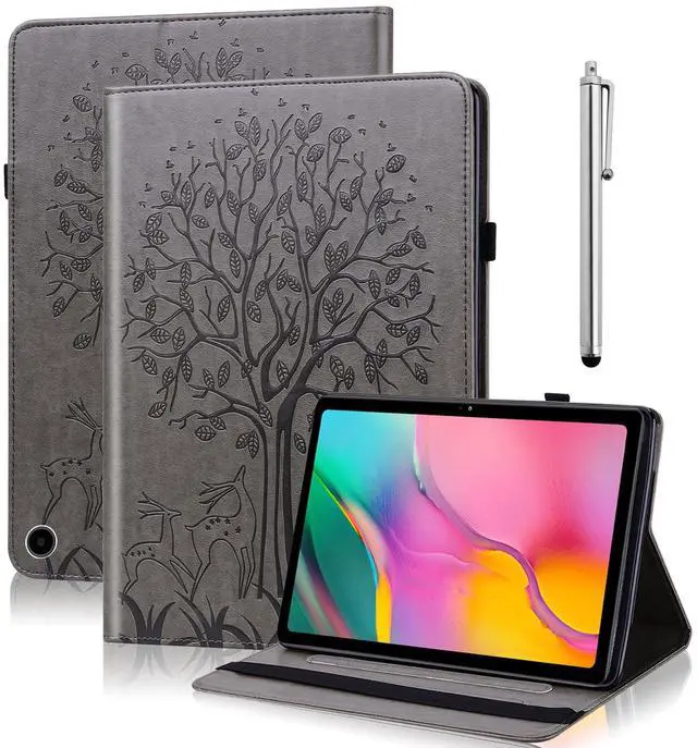 Main image of VODEFOX for Kindle Fire HD 10 Tablet Case 13th Generation 2023 Release 10.1", PU Leather Folio Stand Deer Tree Cover with Card Slots for Fire Tablet HD10 & HD 10 Plus 2023 - Gray