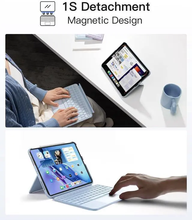 Alt view image 5 of 5 - Inateck for iPad 11th/10th Generation Case with Keyboard,for iPad 10th(10.9")/11th Gen(2025 A16),Air 11" M3/M2,Air 6/5/4th,Pro 11 4/3/2/1th,Ultralight Detachable Keyboard with Touchpad, AceTouch Blue