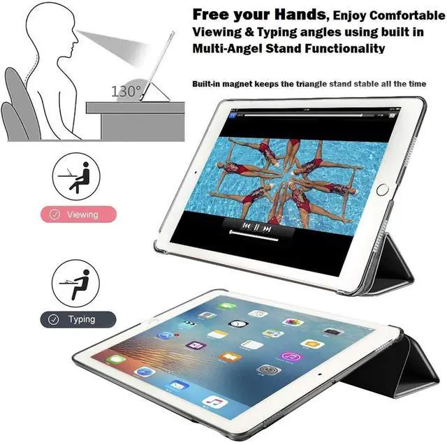 Alt view image 4 of 5 - DuraSafe Cases for iPad 9.7 Inch 2014 Air 2nd Generation [ Air 2 ] A1566 A1567 MGLW2LL/A MGL12LL/A MH0W2LL/A MGKM2LL/A MH182LL/A MGKL2LL/A Ultra Slim Smart Auto Sleep/Wake PC Cover - Coal