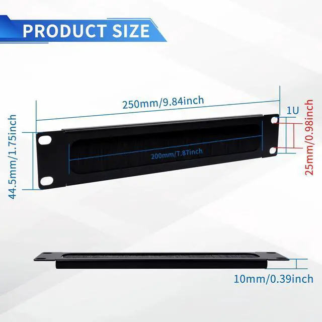 Alt view image 2 of 5 - GeeekPi 10 inch 1U Brush Cable Manager Rack Mount Cable Management Panel with Brush Strip for Cable Entry for DeskPi RackMate T1/T0/T2 and 10 inch Server Rack or Network Cabinet (2)