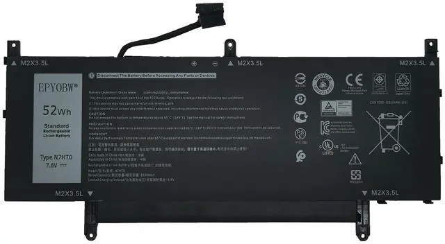 Main image of EPYOBW N7HT0 Laptop Battery 52Wh 6500mAh 4-Cell 7.6V Compatible with Dell Latitude 9510 9520 / Latitude 9520 2-in-1 Series TVKGH V5K68 N2NLL HYMNG 08NFC7 N7HTO 0PKW00 089GNG 0HYMNG