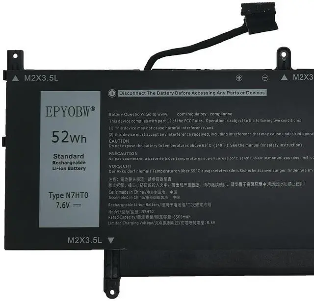 Alt view image 3 of 5 - EPYOBW N7HT0 Laptop Battery 52Wh 6500mAh 4-Cell 7.6V Compatible with Dell Latitude 9510 9520 / Latitude 9520 2-in-1 Series TVKGH V5K68 N2NLL HYMNG 08NFC7 N7HTO 0PKW00 089GNG 0HYMNG