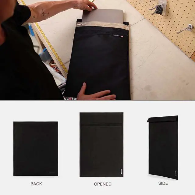 Alt view image 2 of 5 - Silent Pocket SLNT Utility Laptop Faraday Bag w Signal Blocking Device Sleeve, Weatherproof Woven Nylon, Prevents Remote Wiping, Tracking, Tampering, Secure Information, Instant Protection, 17 inch