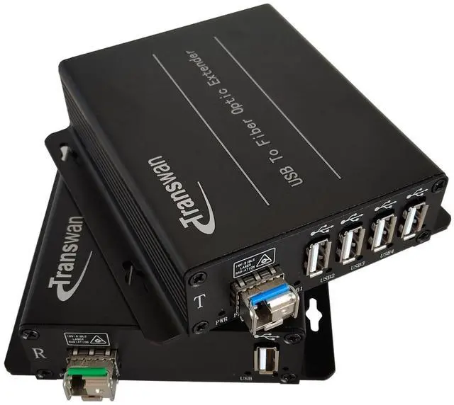 Main image of Transwan USB 2.0 hub Over Fiber Extender to Max 5 Km Over 1 SM Fiber or 500 Meters Over MMF, Compatible with USB 1.1, w/SFP Module, Supports Oscilloscope Devices etc