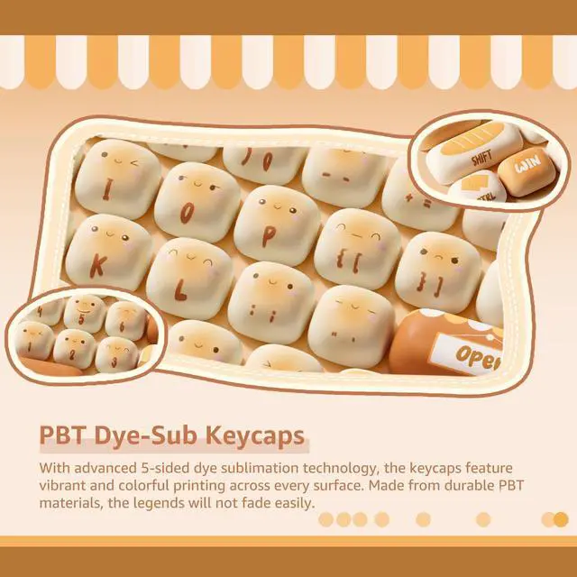 Alt view image 2 of 5 - Akko PBT Keycaps Set, Bun Wonderland MOG Profile 138-Key Keycaps for Mechanical Keyboards