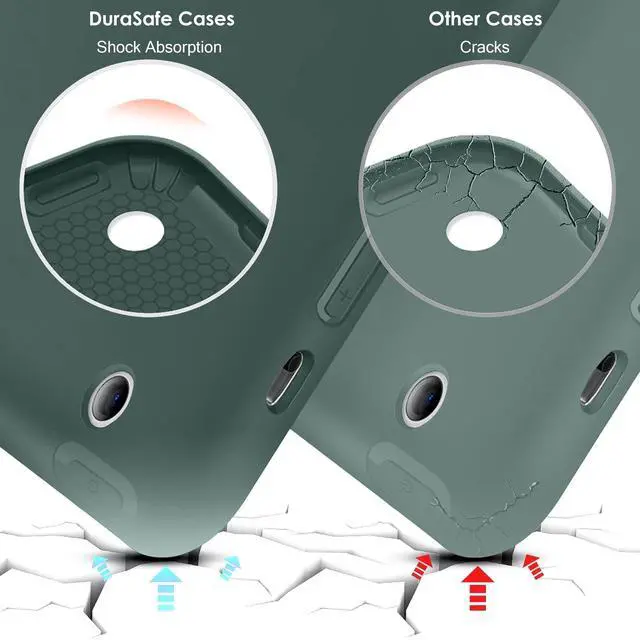 Alt view image 5 of 5 - DuraSafe Cases for iPad 9.7 Inch 5 6 Air 1 2 [iPad 5th 6th Air 1st 2nd ] A1893 A1954 A1822 A1823 A1566 A1567 A1474 A1475 A1476 Smart Trifold Lightweight Soft Silicone TPU Back Case - Dark Green