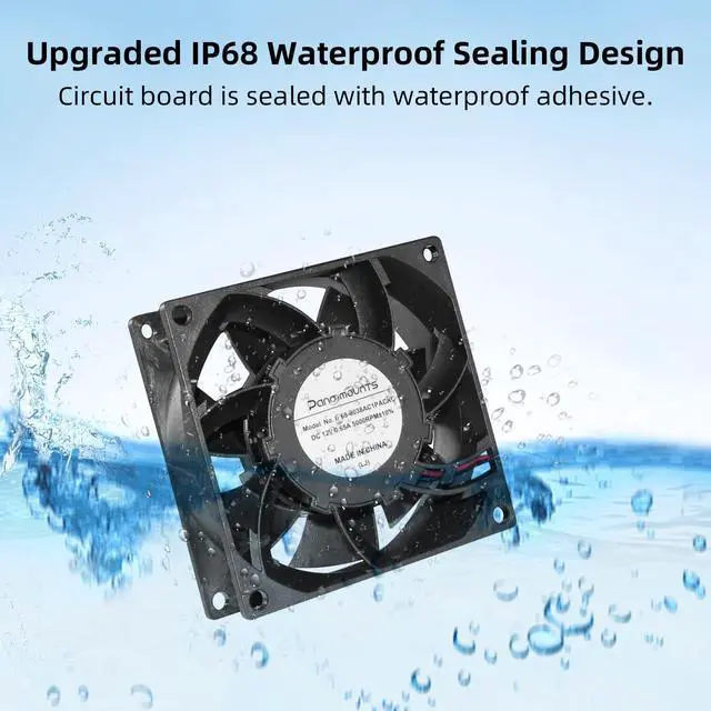 Alt view image 2 of 5 - PANO-MOUNTS 80mm 3.15inch Dual Ball Upgraded IP68 Waterproof Cooling Fan -Max 5000RPM with Stepless Speed Controller for DIY Ventilation Exhaust Projects