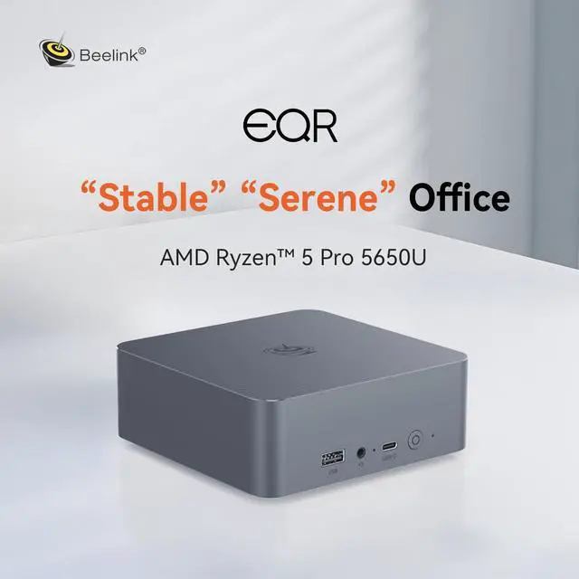 Alt view image 2 of 5 - Beelink EQR5 Mini PC, AMD Ryzen 5 5650U(7nm, 6C/12T) up to 4.2GHz, Mini Computer 32GB DDR4 RAM 1TB PCIe3.0x4 SSD, Micro PC 4K@60Hz Dual HDMI Display/WiFi6/BT5.2/Office/Home/HTPC/W-11 Pro