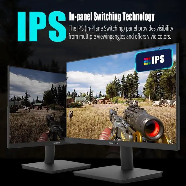 Alt view image 3 of 5 - Viewedge Gaming Monitor 24 Inch FHD 144hz, IPS 1ms 1080p Computer Monitor with 110% sRGB, Bluelight Filter, HDMI & VGA Port, Support Wall Mount