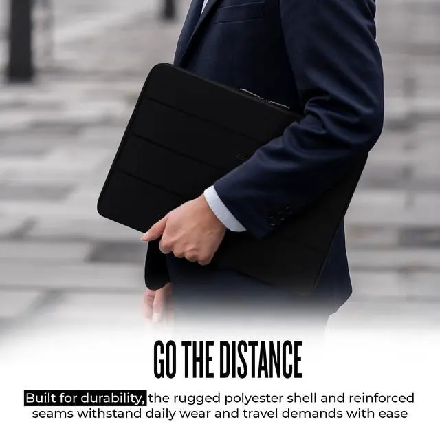 Alt view image 5 of 5 - Solo New York Laptop Bag Sleeve for Women & Men - Travel Case for Computer & Tablet, Fits up to 15.6" Laptops, Fully Padded, Lightweight Construction, Durable Zippers - Bond, Black
