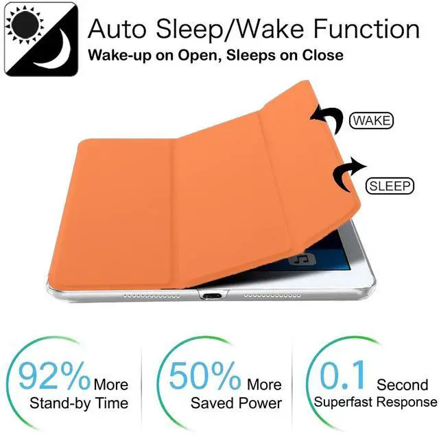 Alt view image 3 of 5 - DuraSafe Cases for iPad 7th 8th 9th Gen 2019/2020 / 2021-10.2 Inch [iPad 9 8 7 ] A2602 A2270 A2197 MW762LL/A MW742LL/A MYLC2LL/A MYL92LL/A MK2K3LL/A Ultra Auto Sleep/Wake PC Cover - Tangerine