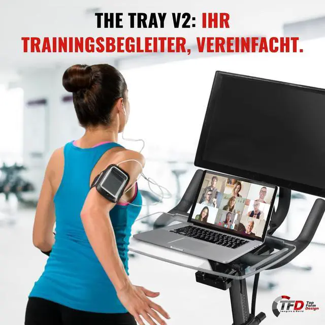 Alt view image 2 of 5 - TFD The TrayV2 | Improved V2 Tray for Peloton Bike (orginals) - Work & Ride with Your Phone, Laptop, Book or Tablet (Black) (Tray V2, Acrylic Clear)