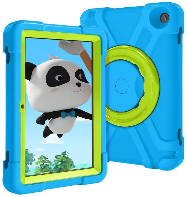 Main image of AKABEILA Tablet Case for Amazon Fire HD 8 2020/2022Rugged Kids Case with Stand Lightweight Shockproof Kids Friendly Tablet Cover Blue+Grass Green