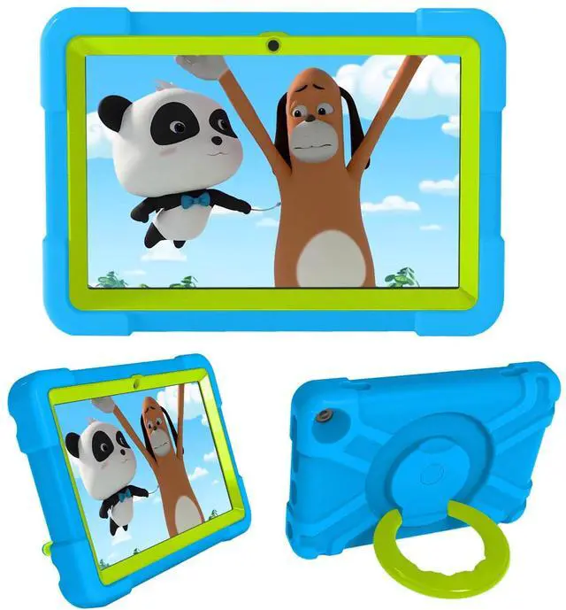 Alt view image 2 of 5 - AKABEILA Tablet Case for Amazon Fire HD 8 2020/2022Rugged Kids Case with Stand Lightweight Shockproof Kids Friendly Tablet Cover Blue+Grass Green