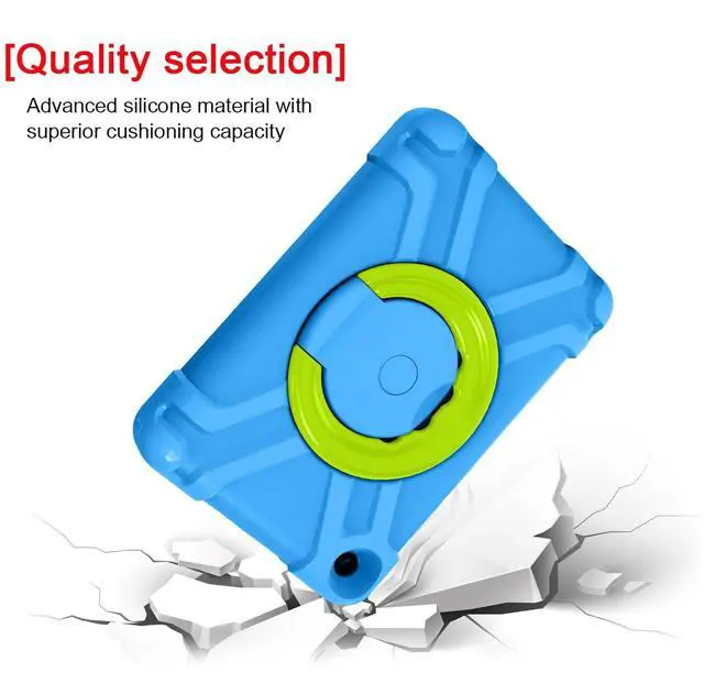 Alt view image 3 of 5 - AKABEILA Tablet Case for Amazon Fire HD 8 2020/2022Rugged Kids Case with Stand Lightweight Shockproof Kids Friendly Tablet Cover Blue+Grass Green