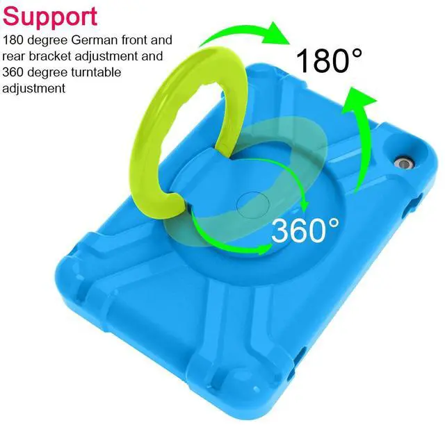 Alt view image 4 of 5 - AKABEILA Tablet Case for Amazon Fire HD 8 2020/2022Rugged Kids Case with Stand Lightweight Shockproof Kids Friendly Tablet Cover Blue+Grass Green