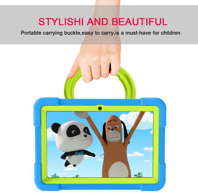 Alt view image 5 of 5 - AKABEILA Tablet Case for Amazon Fire HD 8 2020/2022Rugged Kids Case with Stand Lightweight Shockproof Kids Friendly Tablet Cover Blue+Grass Green