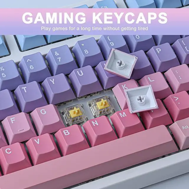 Alt view image 5 of 5 - JOMKIZ PBT Keycaps, 129 Keys Dye Sublimation Cherry Profile Keycaps with 6.25U Spacebar Colorful Clouds Keycap Set for Cherry MX Switches ISO/ANSI Layout Mechanical Keyboards