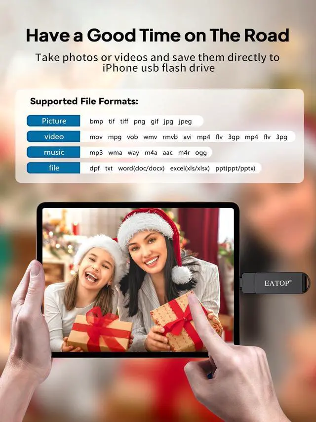 Alt view image 5 of 5 - EATOP 512GB Flash Drive Intended for iPhone iPad, Memory Stick Storage for Photos and Videos Backup, Compatible with iPhone iPad Android PC, Plug and Play, No Application Required (Dark Gray)