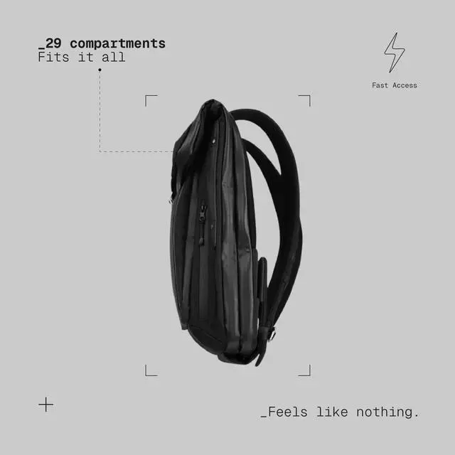 Alt view image 5 of 5 - The Frenchie Co. Work/Travel Speed Backpack, Expandable (23-30L) Laptop Backpack with Anti-Theft Magnetic Closure, Made of Ballistic Nylon