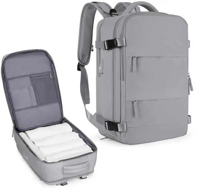Main image of Coowoz Large Travel Backpack For Women Men, Flight Approved, Waterproof Outdoor Sports Rucksack, Casual Daypack, Fit 15.6 Inch Laptop Shoes, Grey