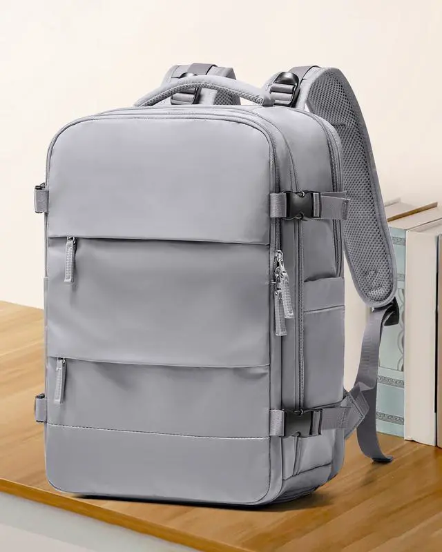 Alt view image 2 of 5 - Coowoz Large Travel Backpack For Women Men, Flight Approved, Waterproof Outdoor Sports Rucksack, Casual Daypack, Fit 15.6 Inch Laptop Shoes, Grey