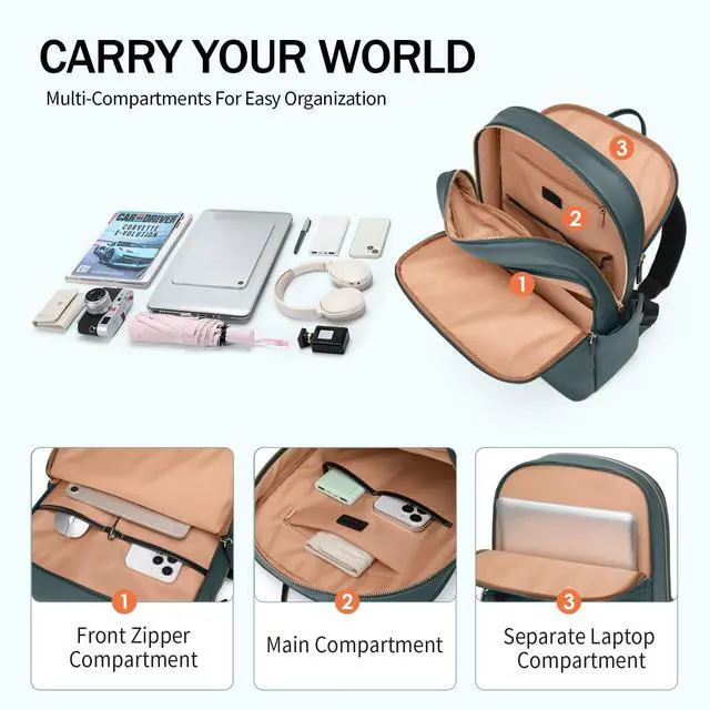 Alt view image 2 of 5 - GOLF SUPAGS Women Laptop Backpack Casual Daypack for Work Travel College Backpack Purse Fits 15.6 Inch Notebook (Atrovirens)