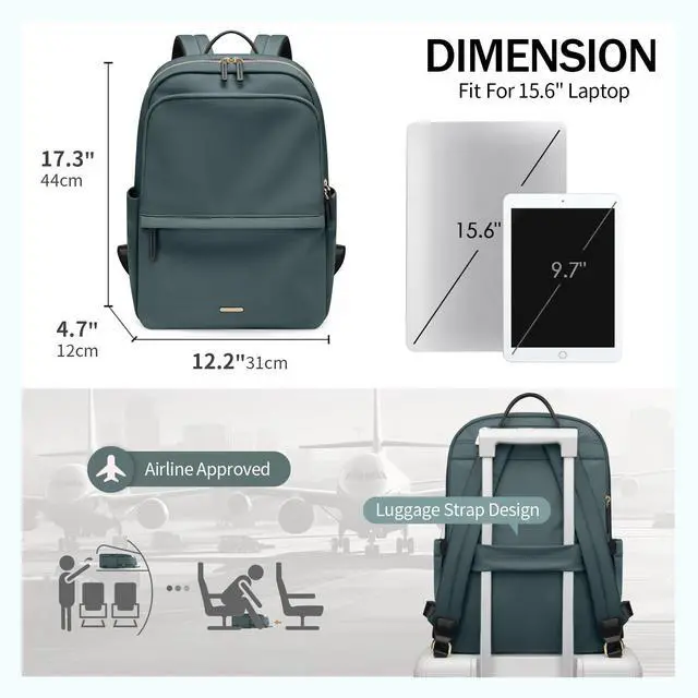 Alt view image 5 of 5 - GOLF SUPAGS Women Laptop Backpack Casual Daypack for Work Travel College Backpack Purse Fits 15.6 Inch Notebook (Atrovirens)