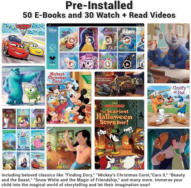 Alt view image 2 of 5 - Contixo 8-inch Kids Tablet - K80A Learning Tablets, Disney eBook Pre-Installed (Value $350), Educator Academy APPs, Parental Controls, Android 13, 32GB, Kid-Proof Case w/ & Stylus, Ages 3-12 - Purple