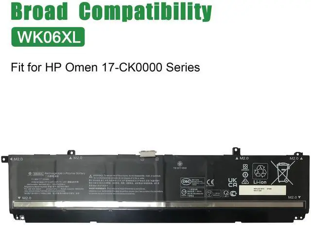 Alt view image 4 of 5 - JIAZIJIA WK06XL M41711-005 Laptop Battery Replacement for HP Omen 7 Plus 17-CK0000TX 17-CK0001NL 17-CK0007NV 17-CK0013SA 17-CK0079NG Series Notebook M41640-AC1 HSTNN-OB2I 11.58V 83Wh 6880mAh