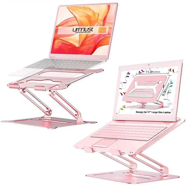 Main image of Urmust Adjustable Laptop Stand Rose Gold + Upgraded Version 17" Laptop Riser Rose Gold