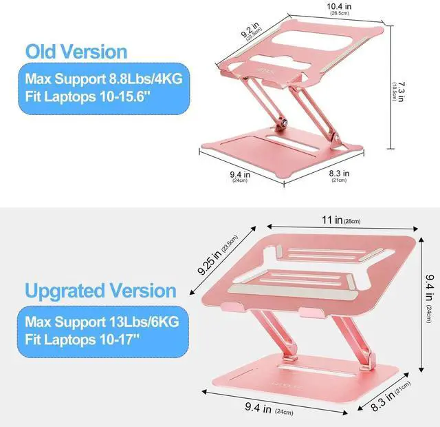 Alt view image 2 of 5 - Urmust Adjustable Laptop Stand Rose Gold + Upgraded Version 17" Laptop Riser Rose Gold