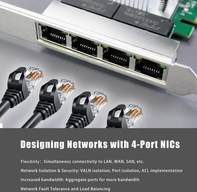 Alt view image 3 of 5 - GLOTRENDS ST7387 4-Port Gigabit PCIe Ethernet Network Card, 4 x RTL8111H Chip, 4 x RJ45 LAN Port, PCIe X1 Installation
