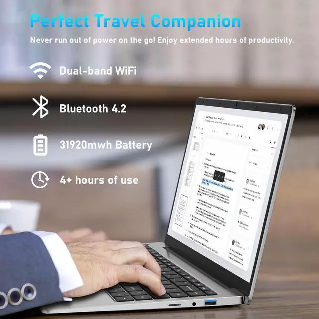 Alt view image 5 of 5 - ForwellTek 14" Laptop: Quad-Core J4125 (Up to 2.7GHz), 8GB RAM, 512GB SSD (Expandable to 1TB), Win 11, FHD 1080P Display, 5G WiFi, Bluetooth 4.2, Mini HDMI, USB 3.0